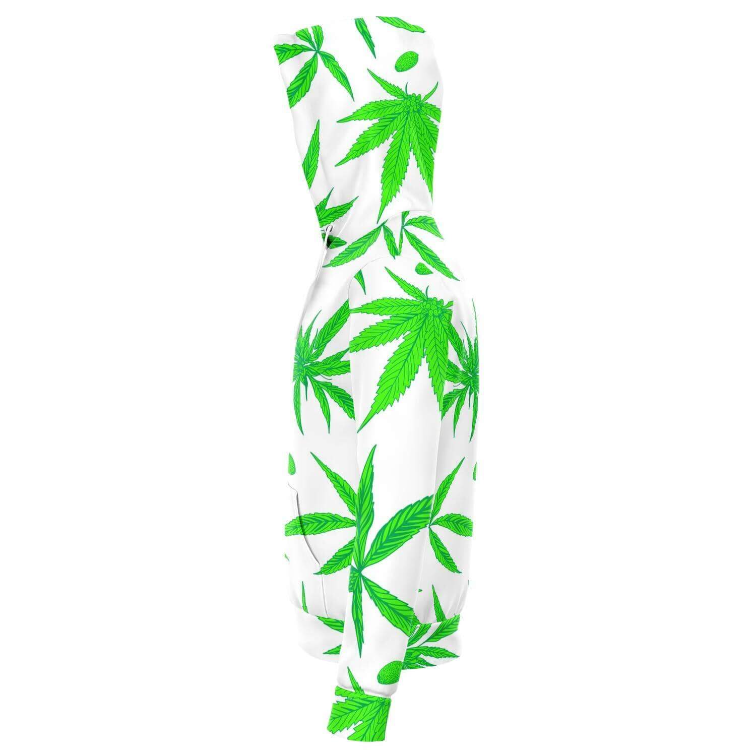 Ganja Leaf White Hoodie-Hoodies