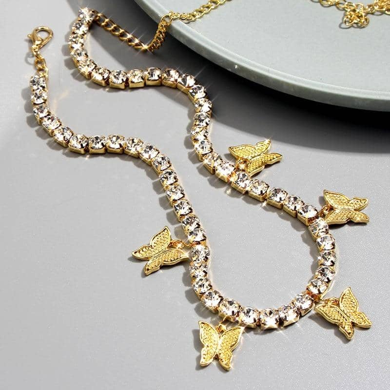 Butterflies and Crystals Necklace-Jewelry