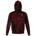 Red & White Vancouver Map Zip Hoodie-Fashion Zip-Up Hoodie - AOP