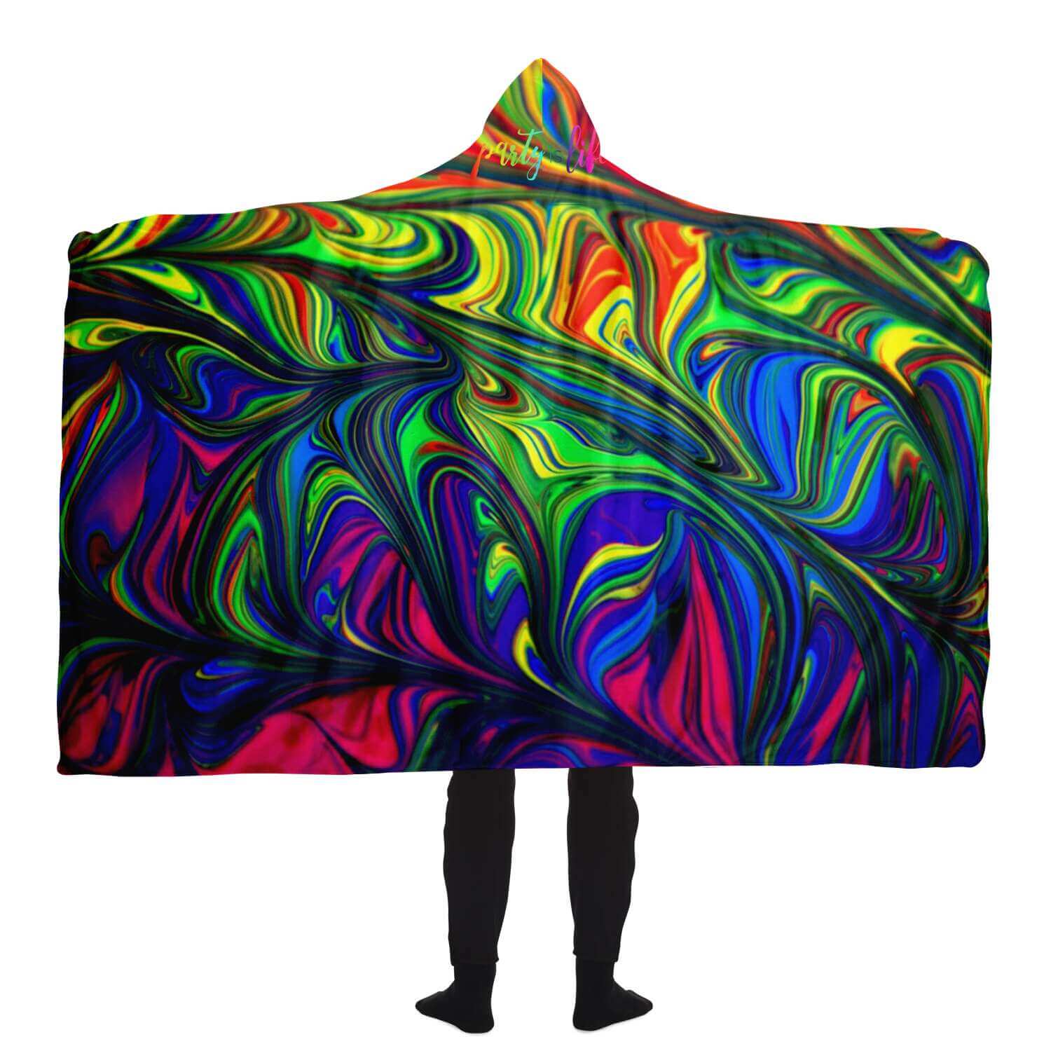 Abstract Colors Hooded Blanket-Hooded Blanket - AOP