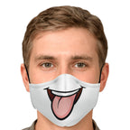 Tongue Out Smiling Face Mask-Fashion Face Mask - AOP