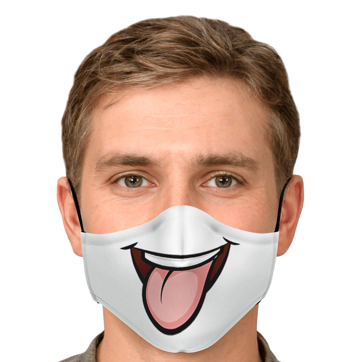 Tongue Out Smiling Face Mask-Fashion Face Mask - AOP