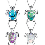 Opal Sea Turtle Pendant Necklace-Jewelry