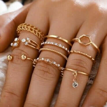 8pcs/sets Bohemian Geometric Rings Set-Jewelry
