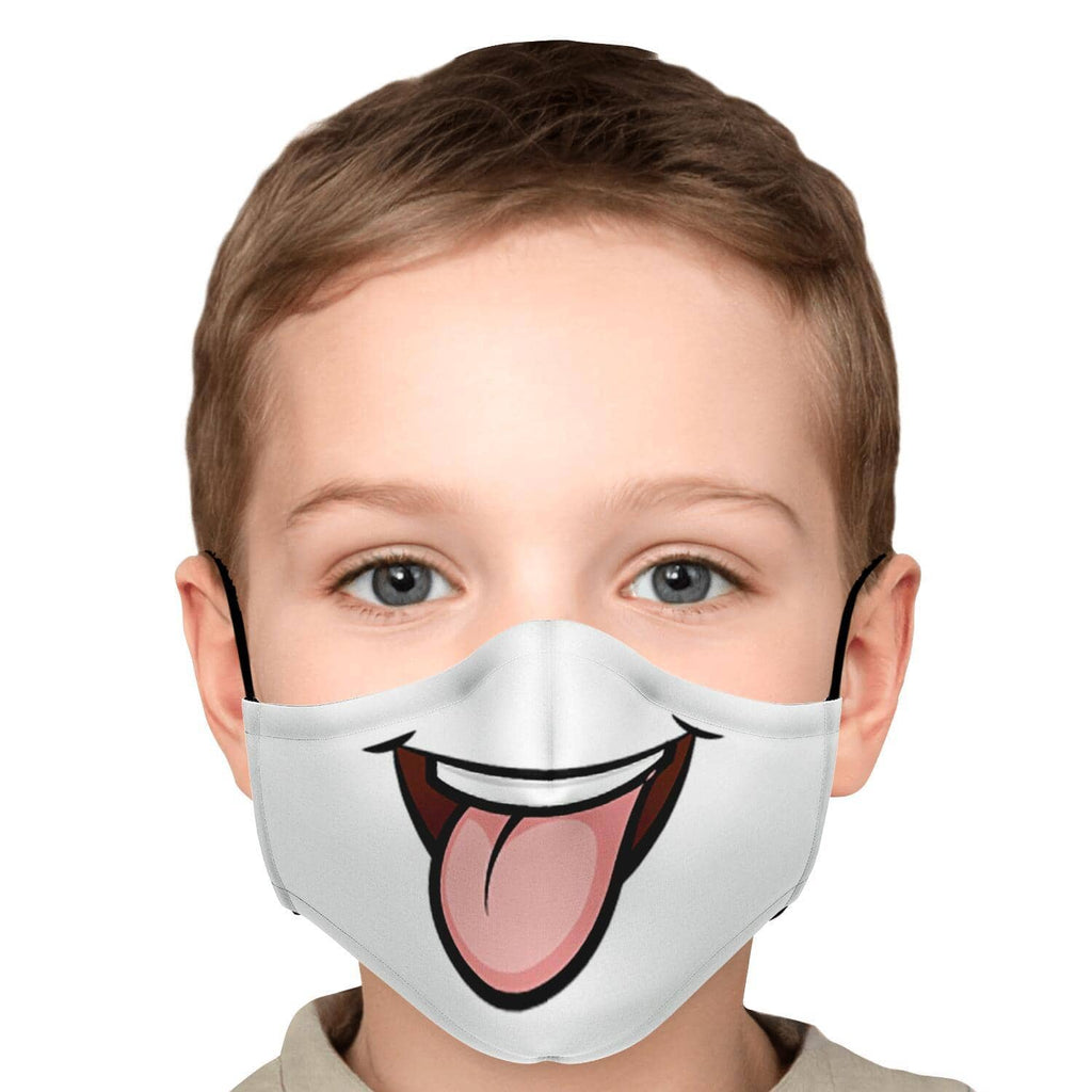 Tongue Out Smiling Face Mask-Fashion Face Mask - AOP