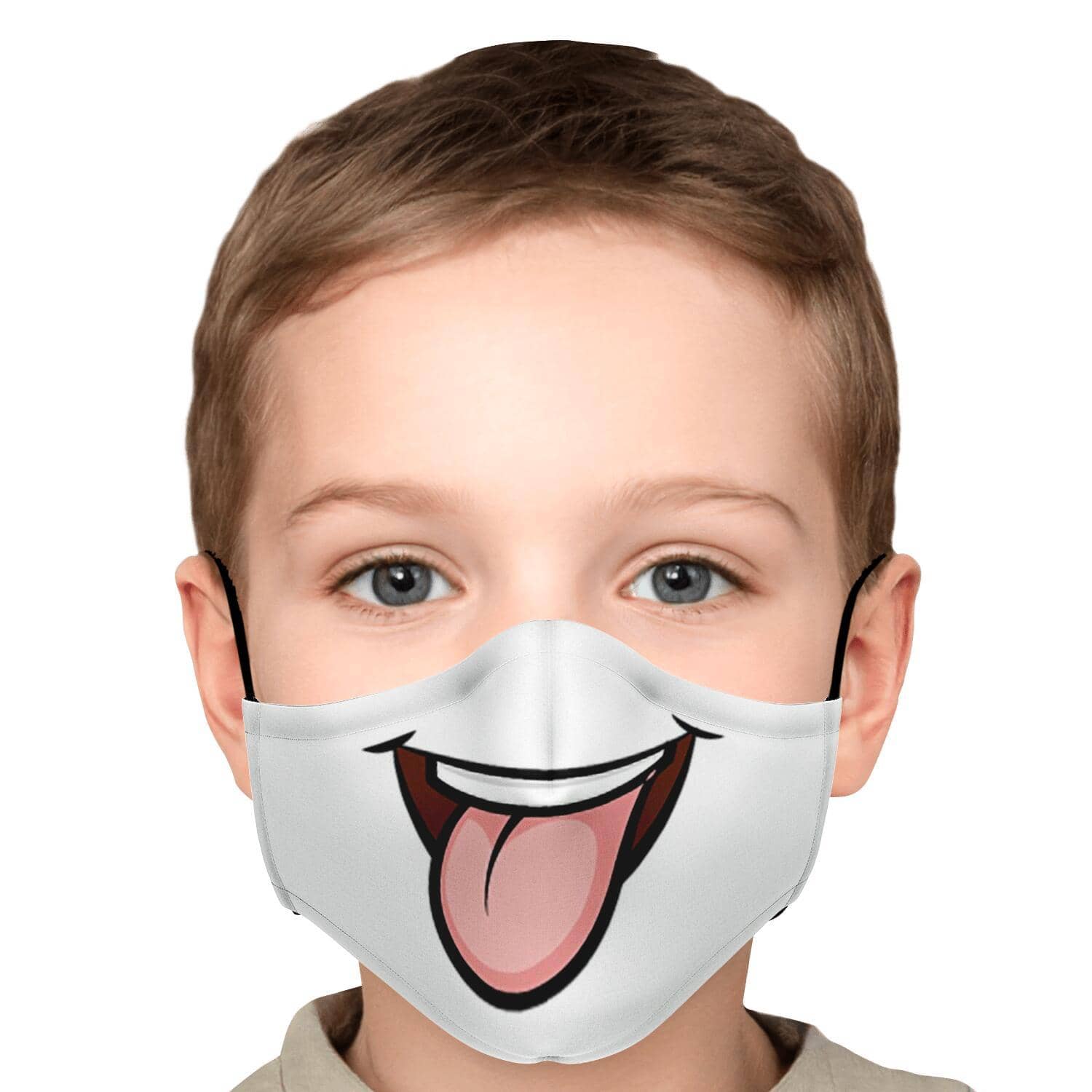 Tongue Out Smiling Face Mask-Fashion Face Mask - AOP