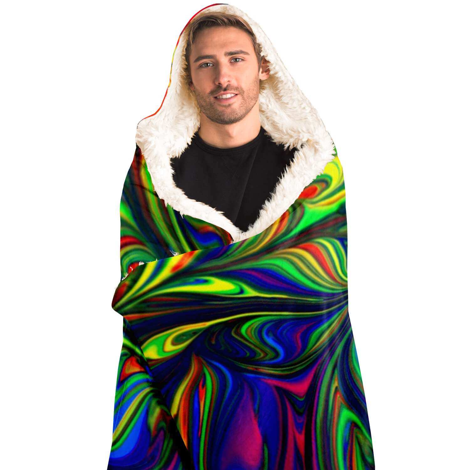 Abstract Colors Hooded Blanket-Hooded Blanket - AOP