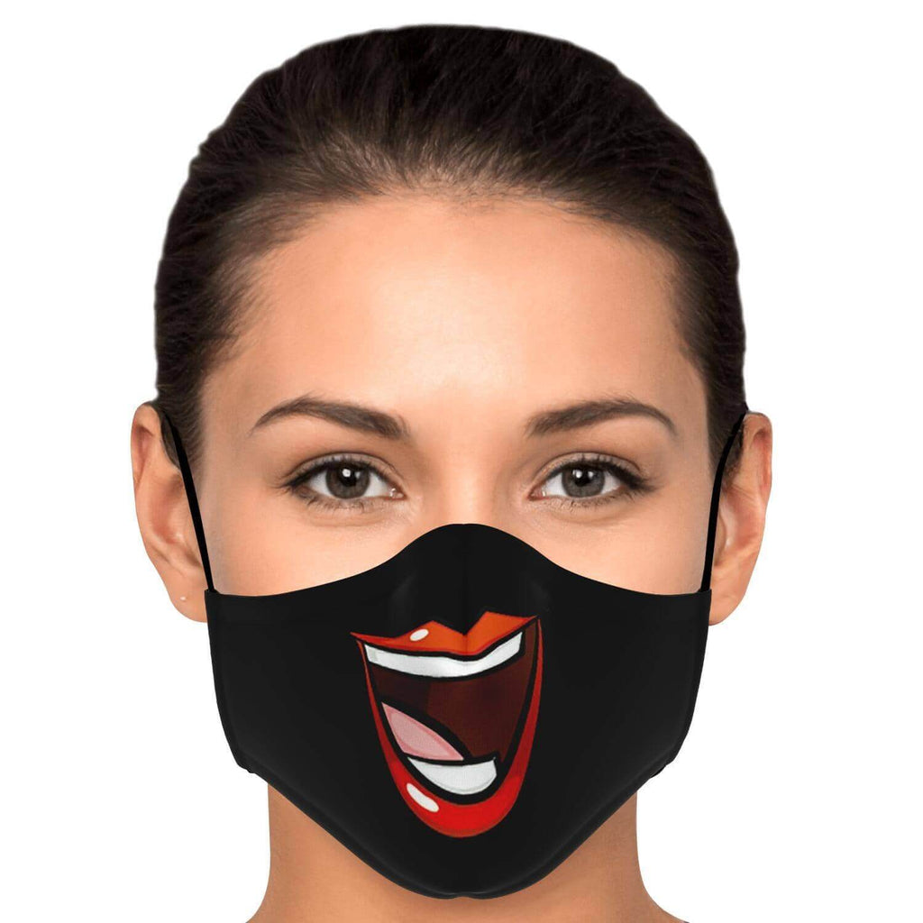 Huge Smile Fase Mask - Black-Fashion Face Mask - AOP