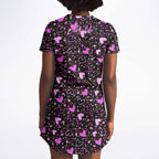 Black Pink Hearts T-Shirt Dress