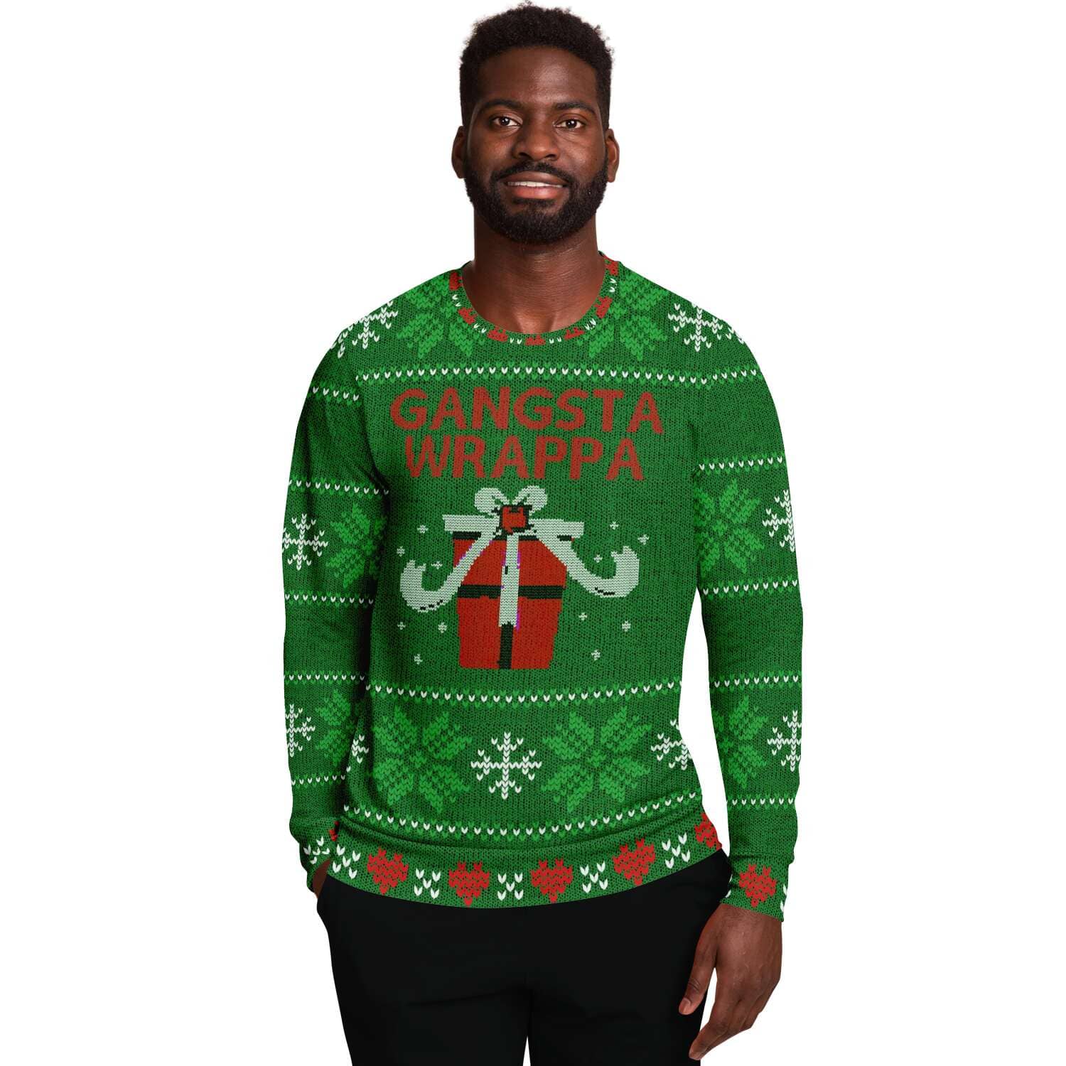 Green Gangsta Wrappa Ugly Christmas Sweater-Ugly Christmas Sweater