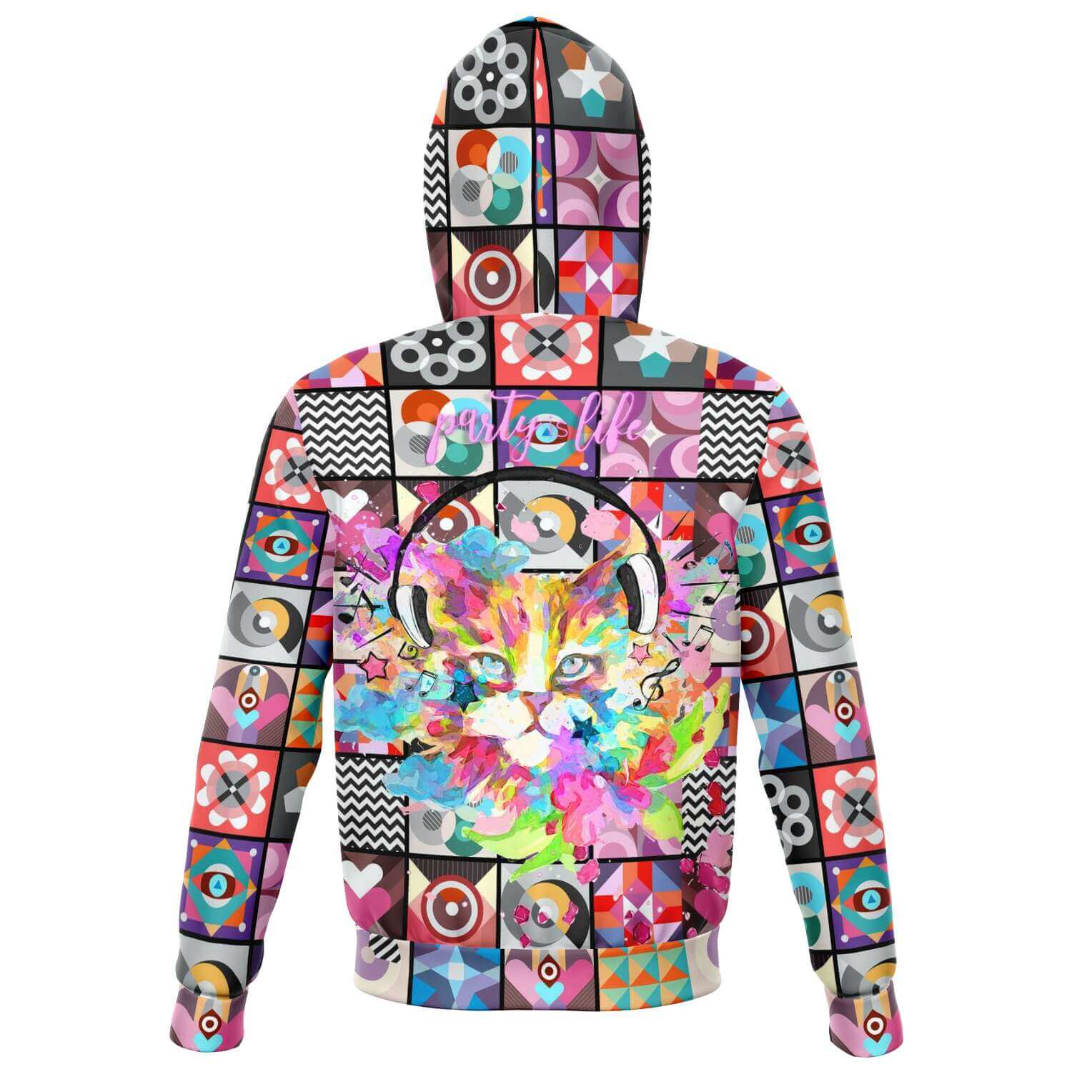 Watercolor Musicat Zip Hoodie-Hoodies