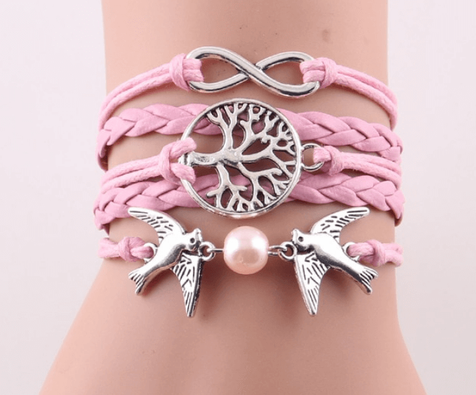 Braided Leather Charm Bracelet-Jewelry