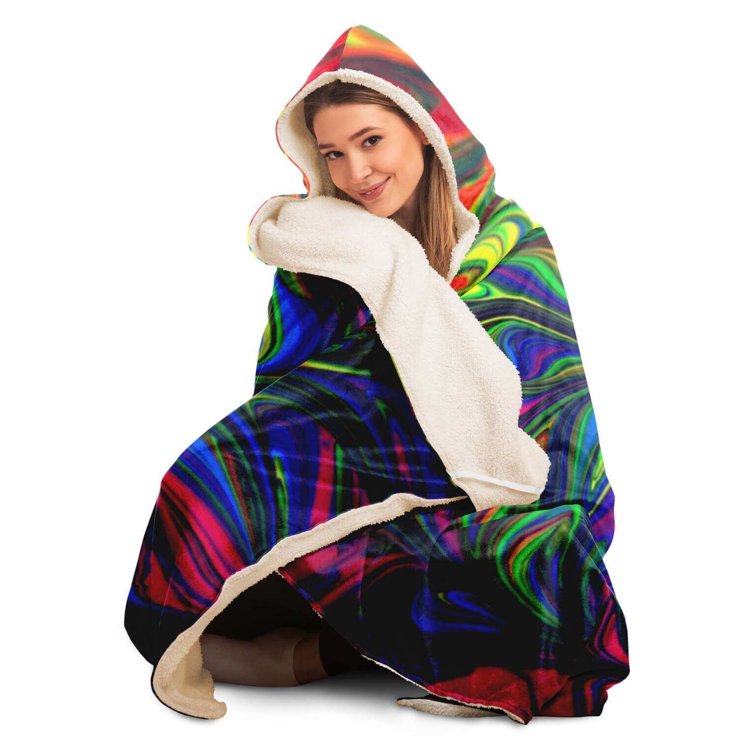 Abstract Colors Hooded Blanket-Hooded Blanket - AOP