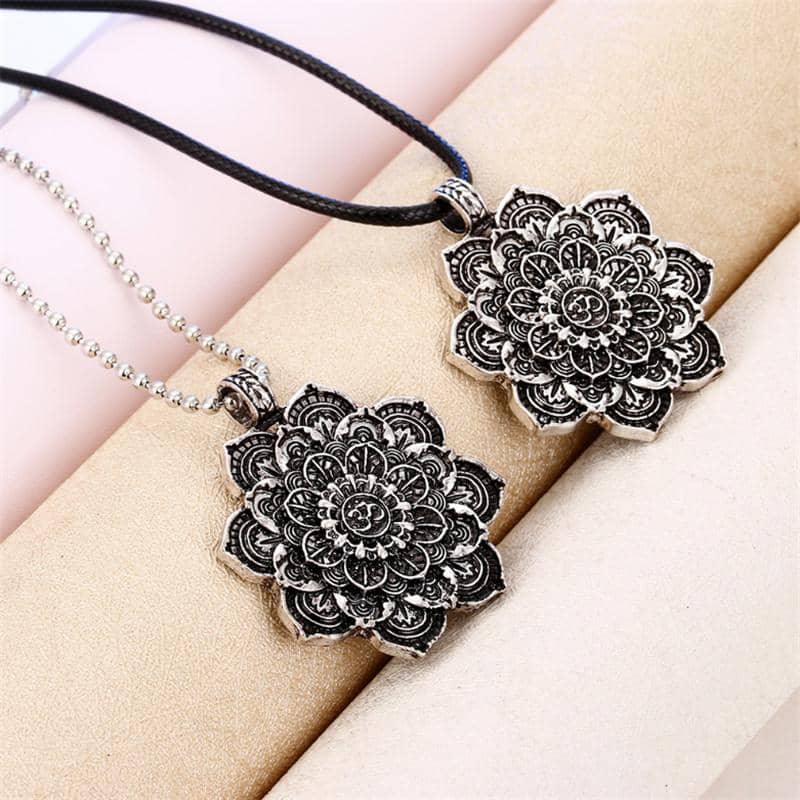 Mandala Lotus Flower Pendant-Jewelry