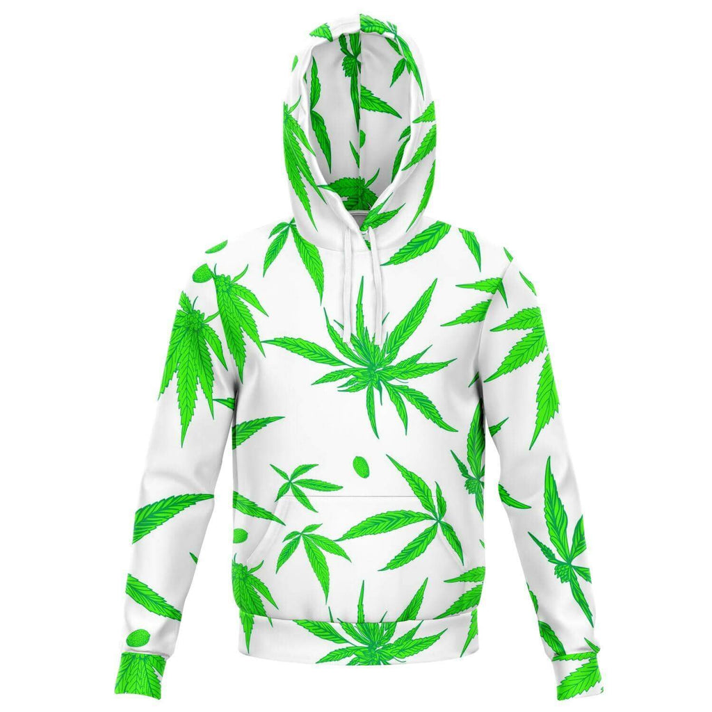 Ganja Leaf White Hoodie-Hoodies