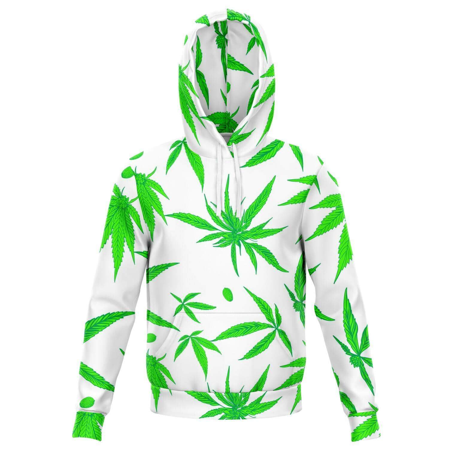 Ganja Leaf White Hoodie-Hoodies