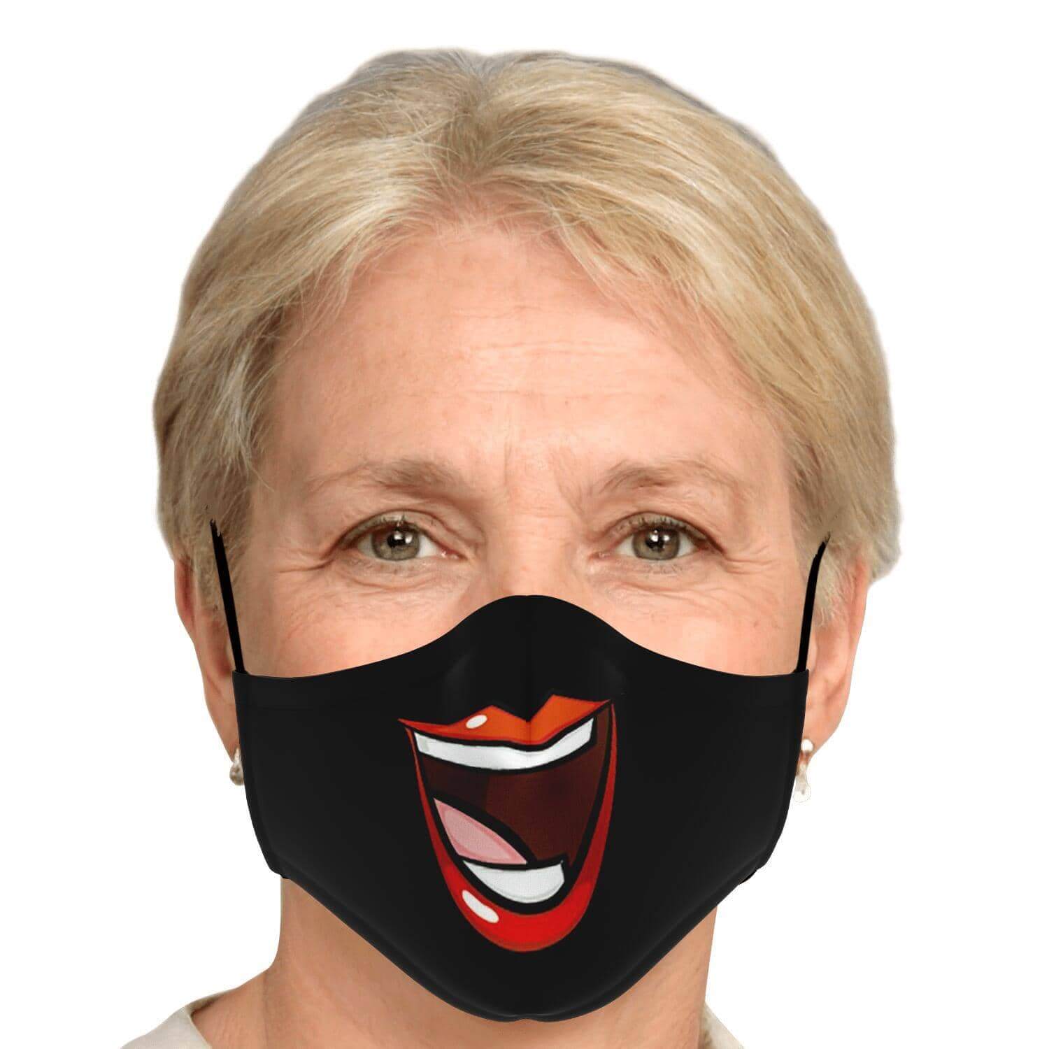 Huge Smile Fase Mask - Black-Fashion Face Mask - AOP