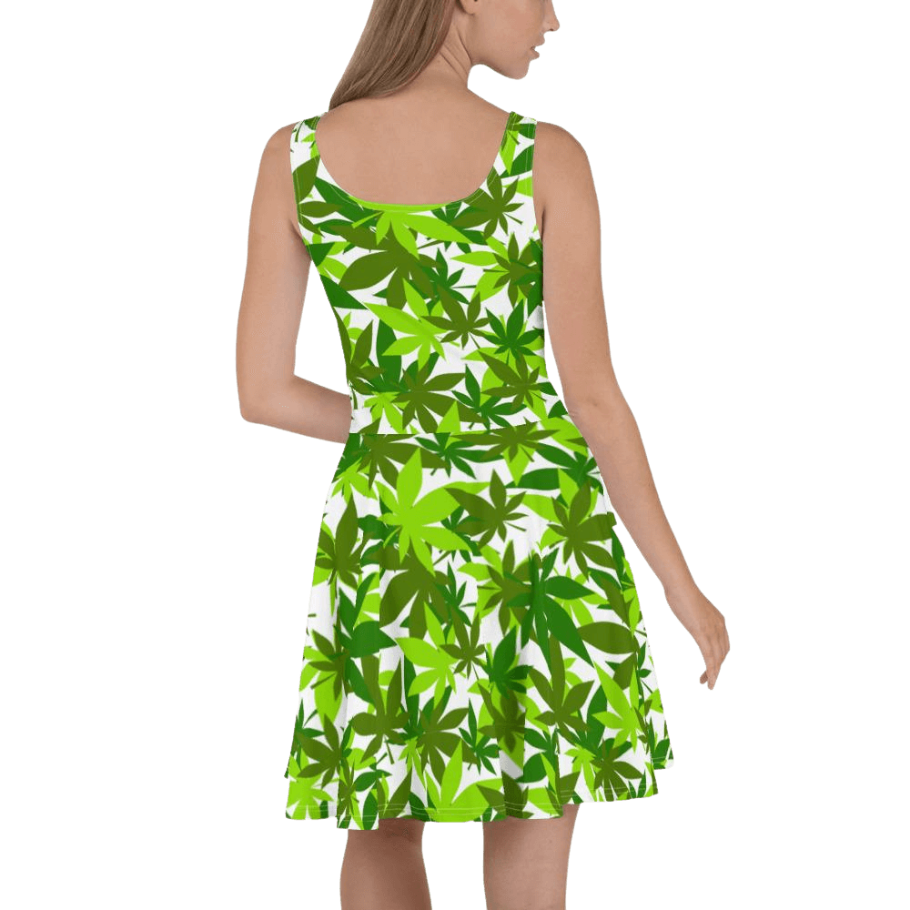 Green MJ Leaf Skater Dress-