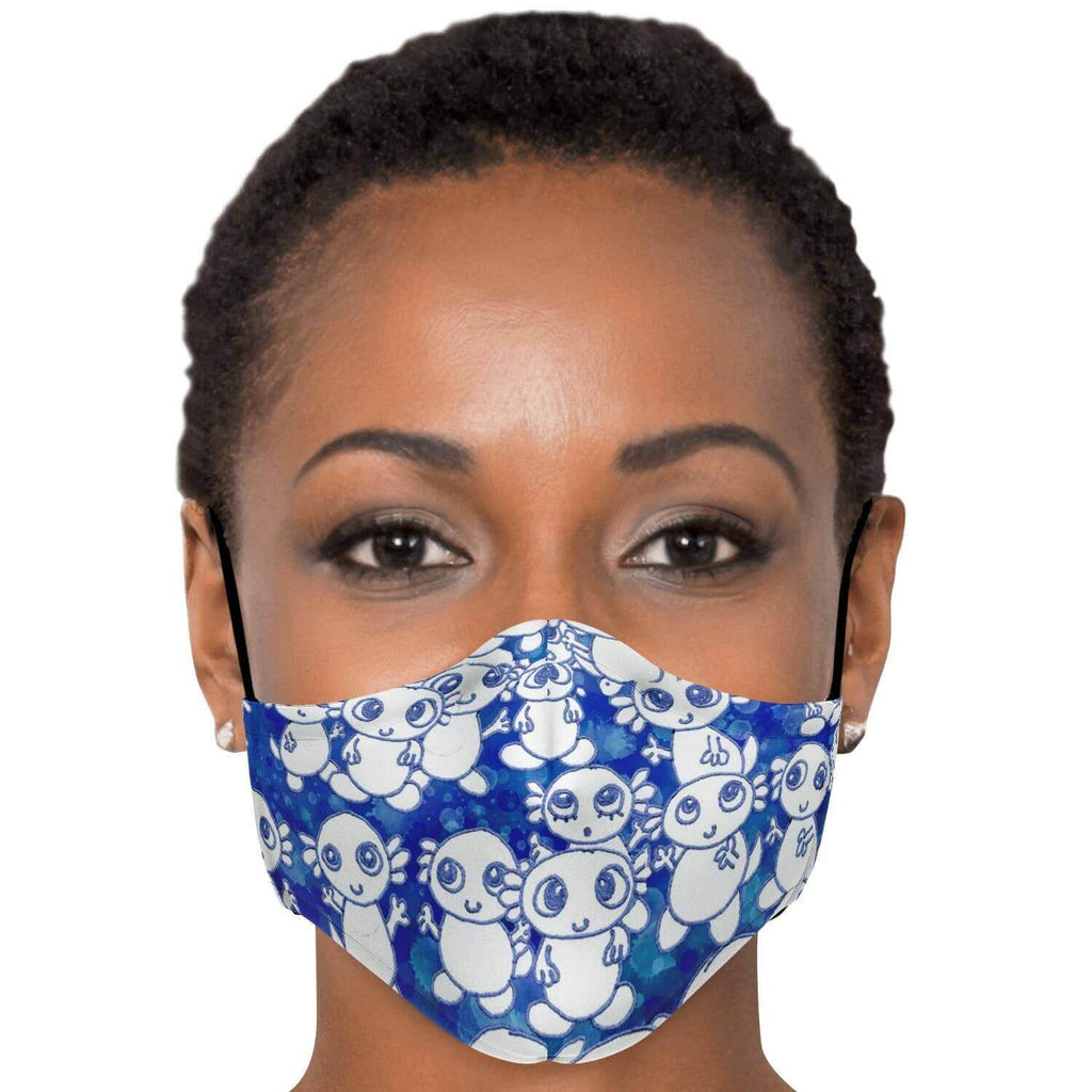 Blue Axolitl Party Printed Face Mask-Fashion Face Mask - AOP