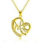 Love Mom Heart Crystal Necklace-Jewelry