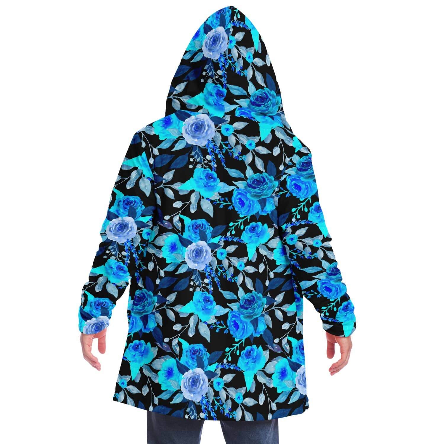 Blue Rose Cloak-Microfleece Cloak - AOP