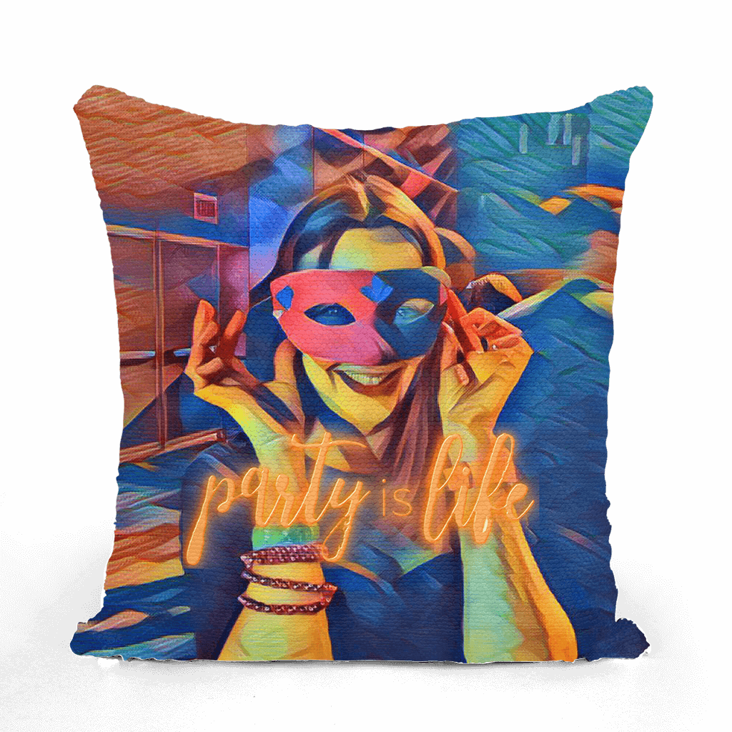 Masked Girl Sequin Cushion Cover-Homeware