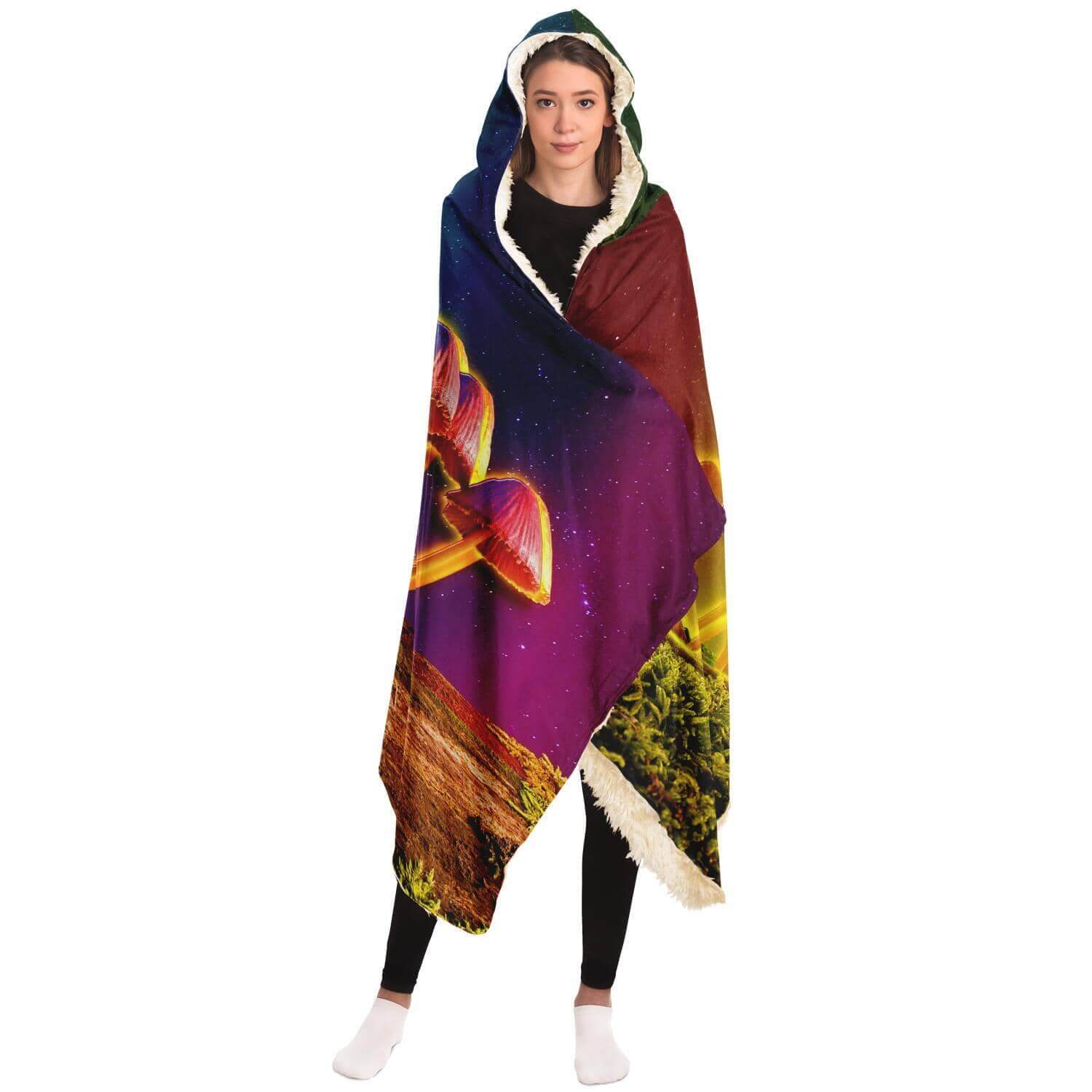 Mushroom Glow Hooded Blanket-Hooded Blanket - AOP