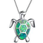 Opal Sea Turtle Pendant Necklace-Jewelry