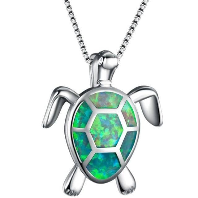 Opal Sea Turtle Pendant Necklace-Jewelry