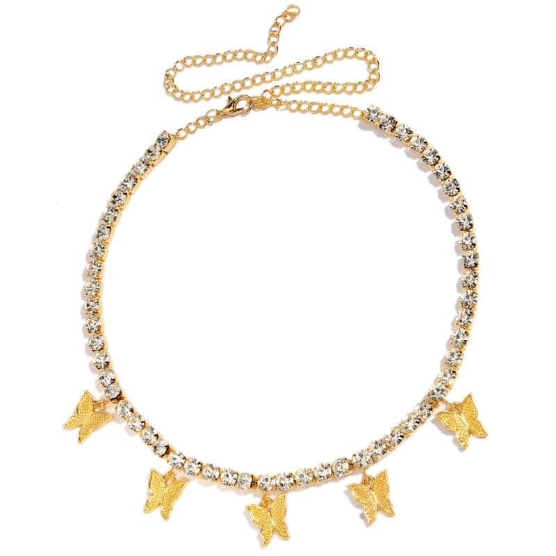 Butterflies and Crystals Necklace-Jewelry