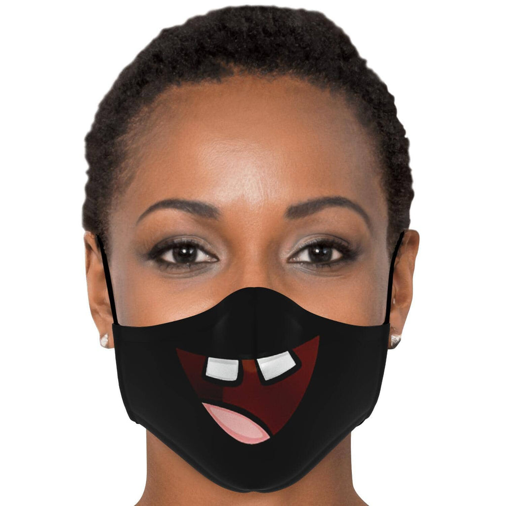 Missing Teeth Smile Face Mask - Black-Fashion Face Mask - AOP