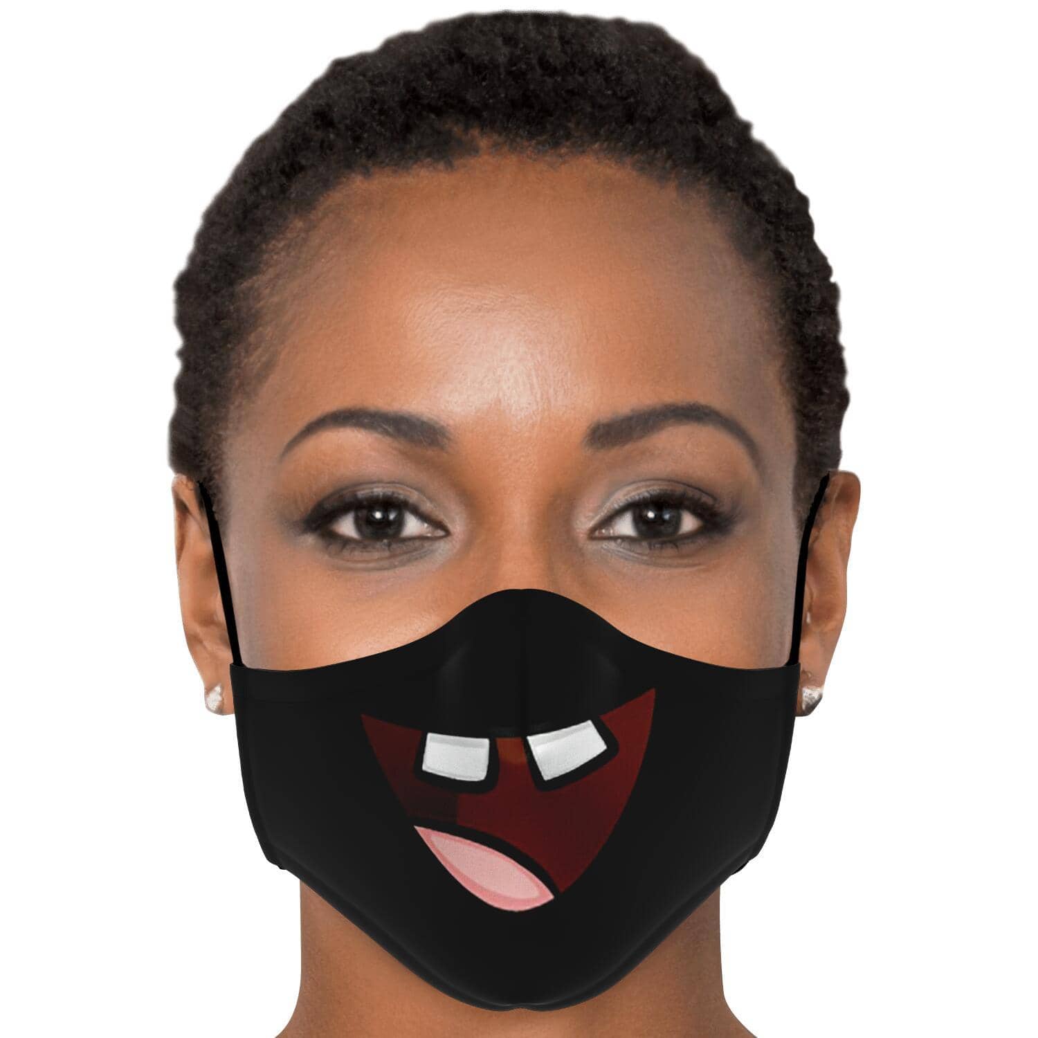 Missing Teeth Smile Face Mask - Black-Fashion Face Mask - AOP