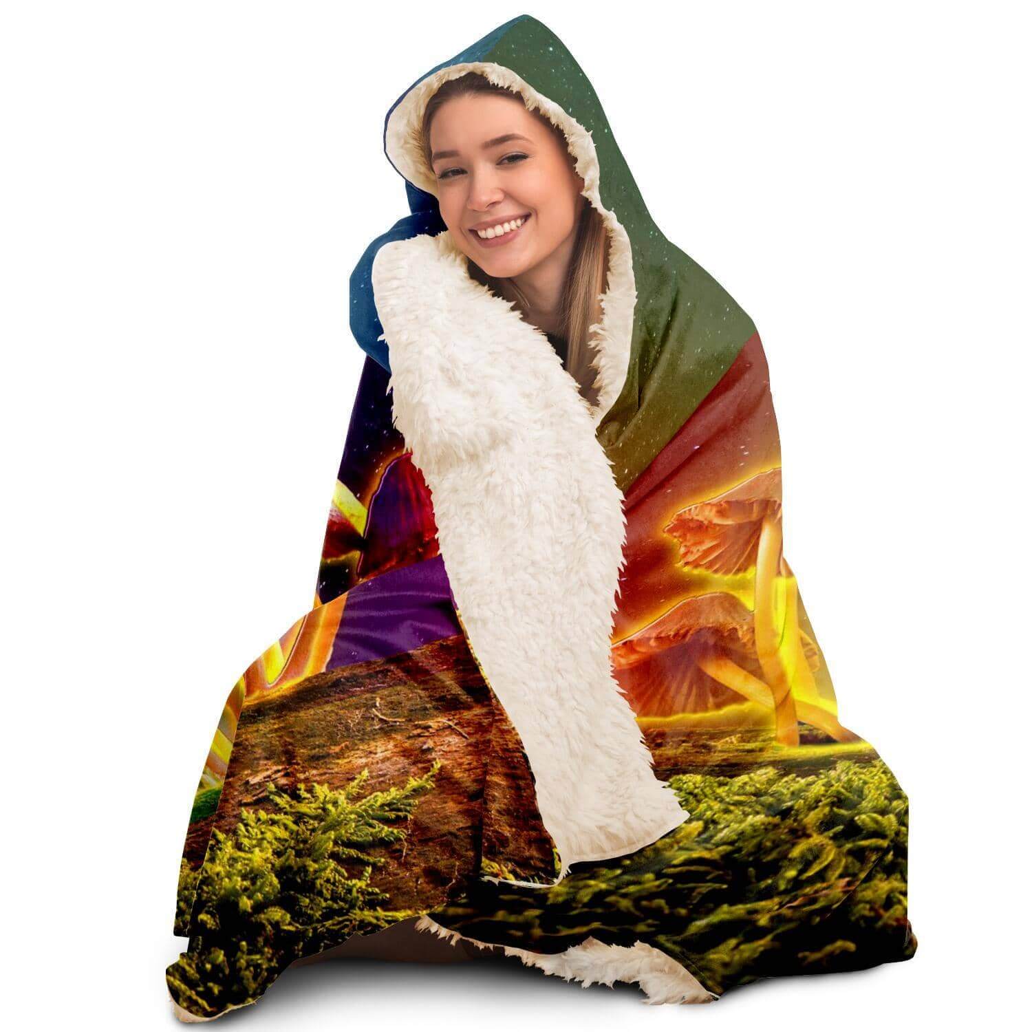Mushroom Glow Hooded Blanket-Hooded Blanket - AOP