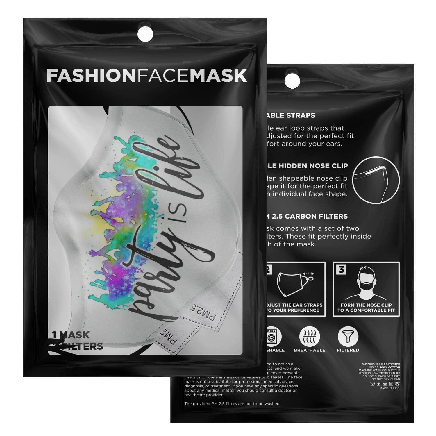 Party is Life Printed Face Mask-Fashion Face Mask - AOP