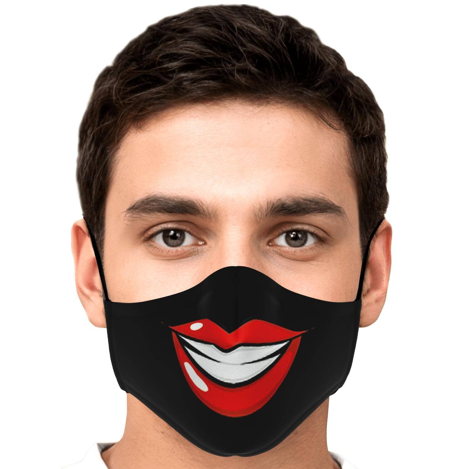 Big Smile Face Mask - Black-Fashion Face Mask - AOP