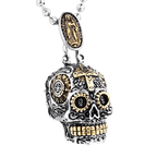 Sterling Silver Día de Muertos Skull Necklace-Jewelry