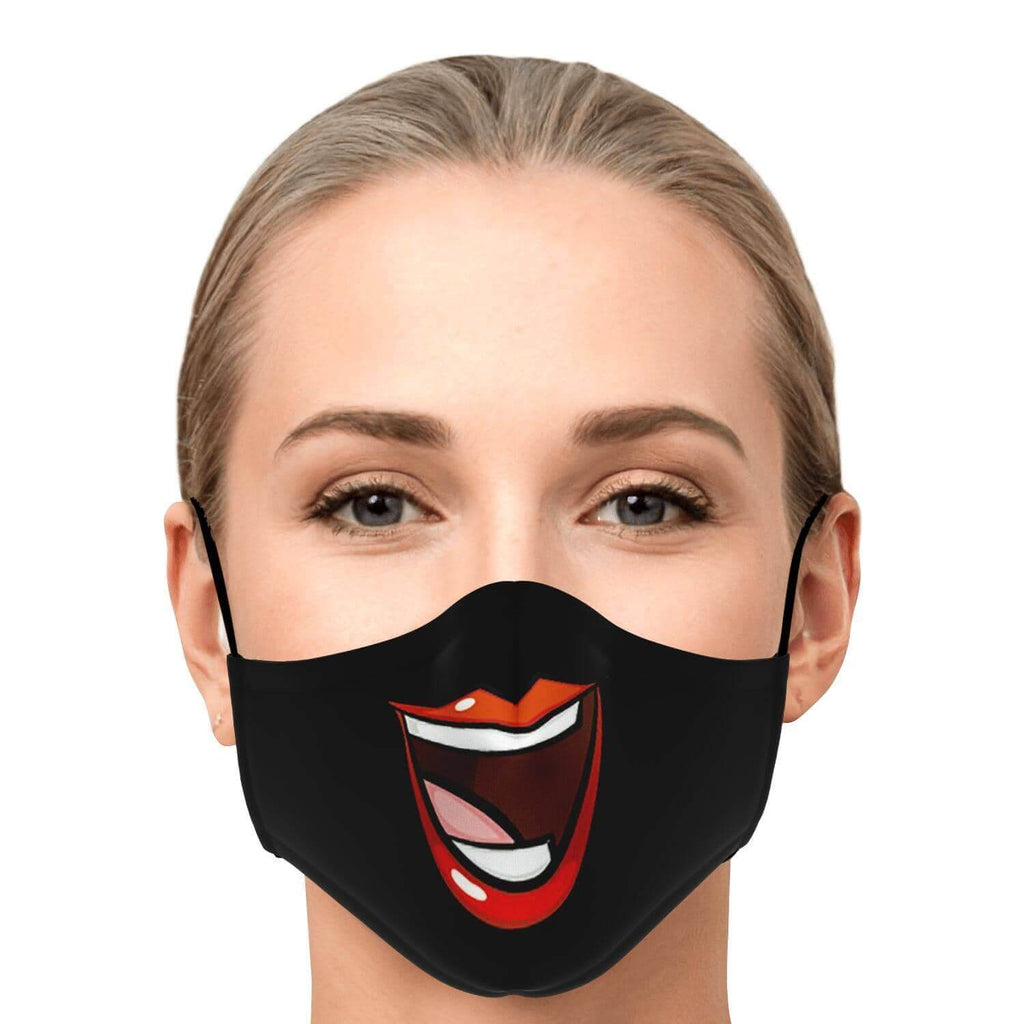 Huge Smile Fase Mask - Black-Fashion Face Mask - AOP