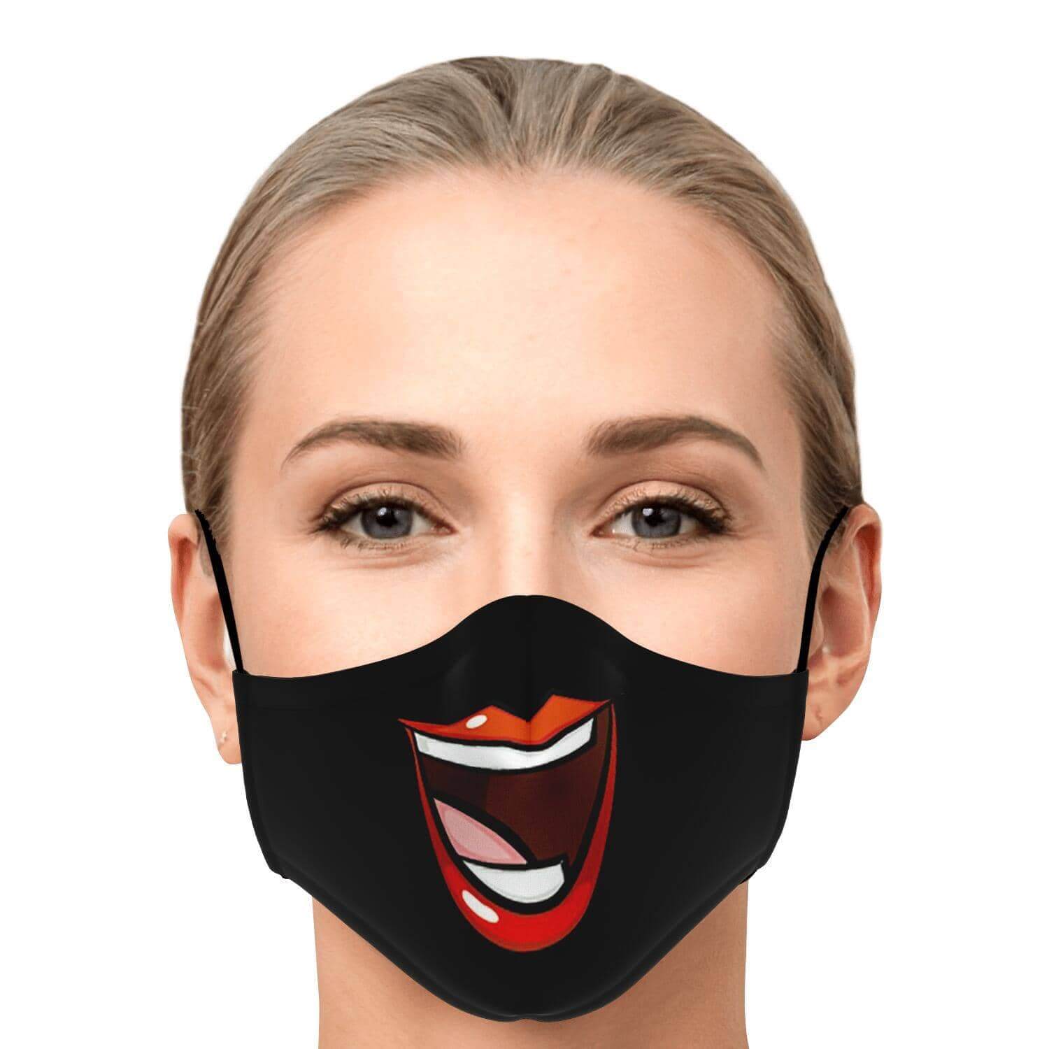Huge Smile Fase Mask - Black-Fashion Face Mask - AOP