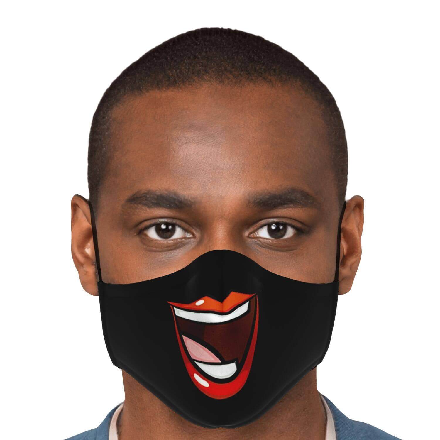 Huge Smile Fase Mask - Black-Fashion Face Mask - AOP