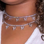 Butterflies and Crystals Necklace-Jewelry