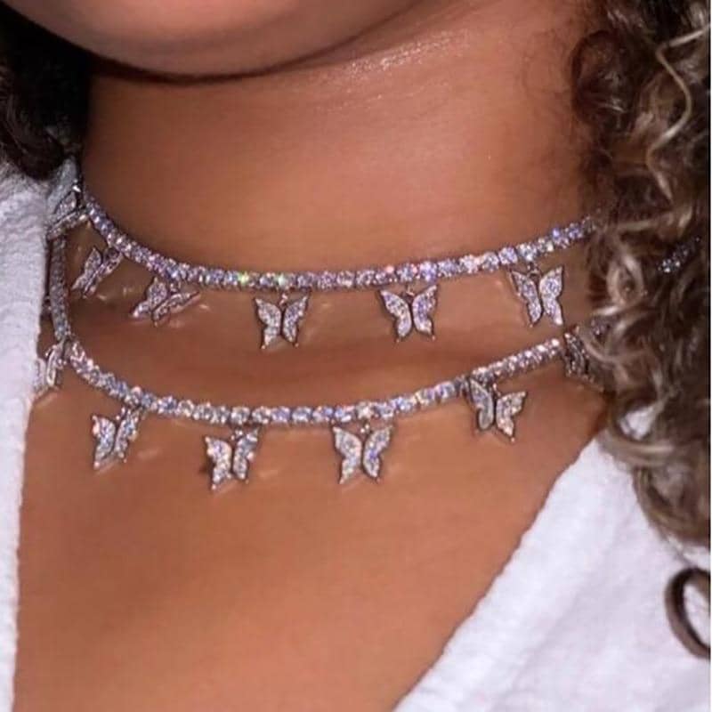 Butterflies and Crystals Necklace-Jewelry