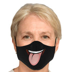 Tongue Out Smiling Face Mask - Black-Fashion Face Mask - AOP