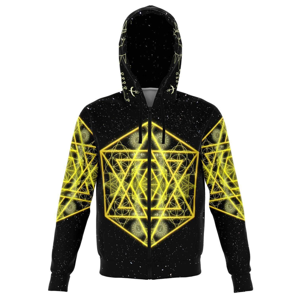 Yellow Star Zip Hoodie-Hoodies