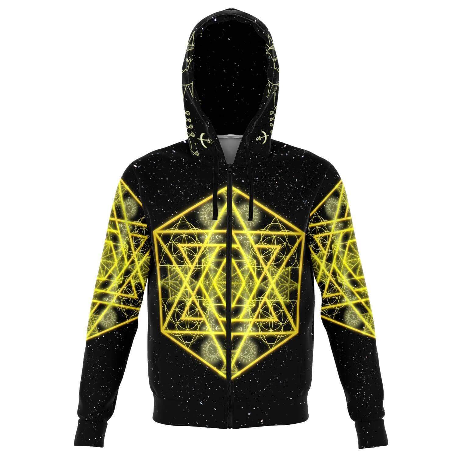 Yellow Star Zip Hoodie-Hoodies