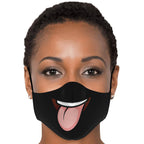 Tongue Out Smiling Face Mask - Black-Fashion Face Mask - AOP