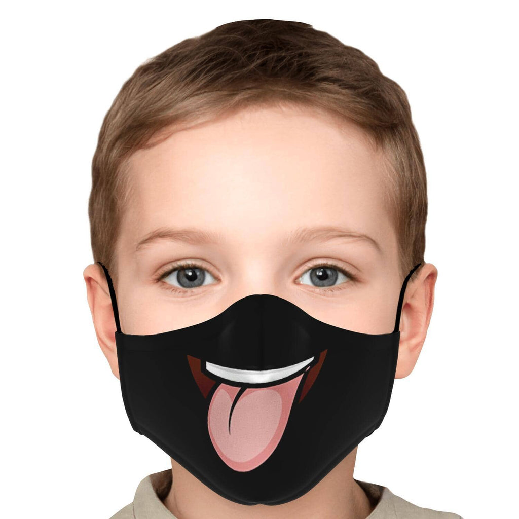 Tongue Out Smiling Face Mask - Black-Fashion Face Mask - AOP