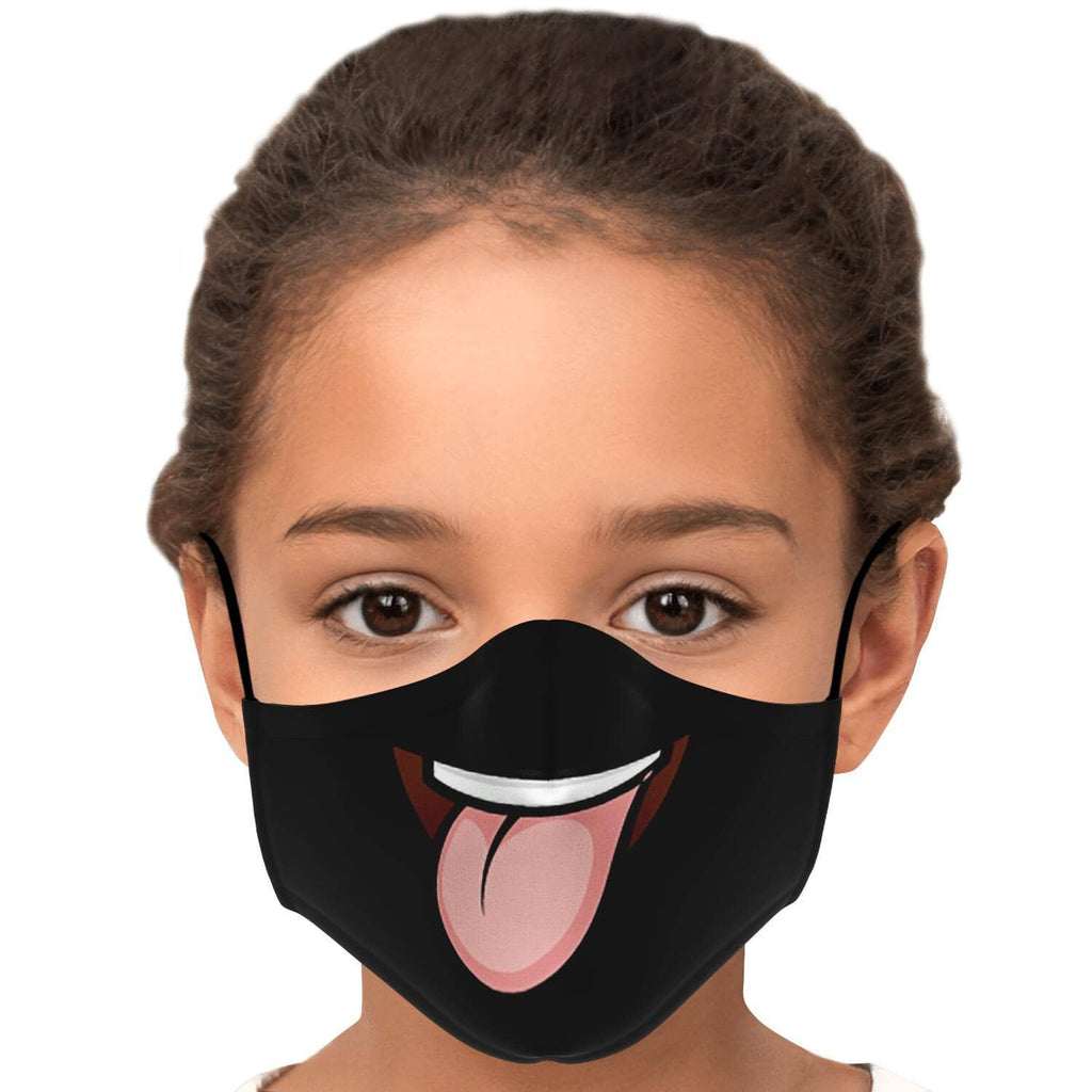 Tongue Out Smiling Face Mask - Black-Fashion Face Mask - AOP