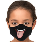 Tongue Out Smiling Face Mask - Black-Fashion Face Mask - AOP