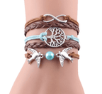Braided Leather Charm Bracelet-Jewelry