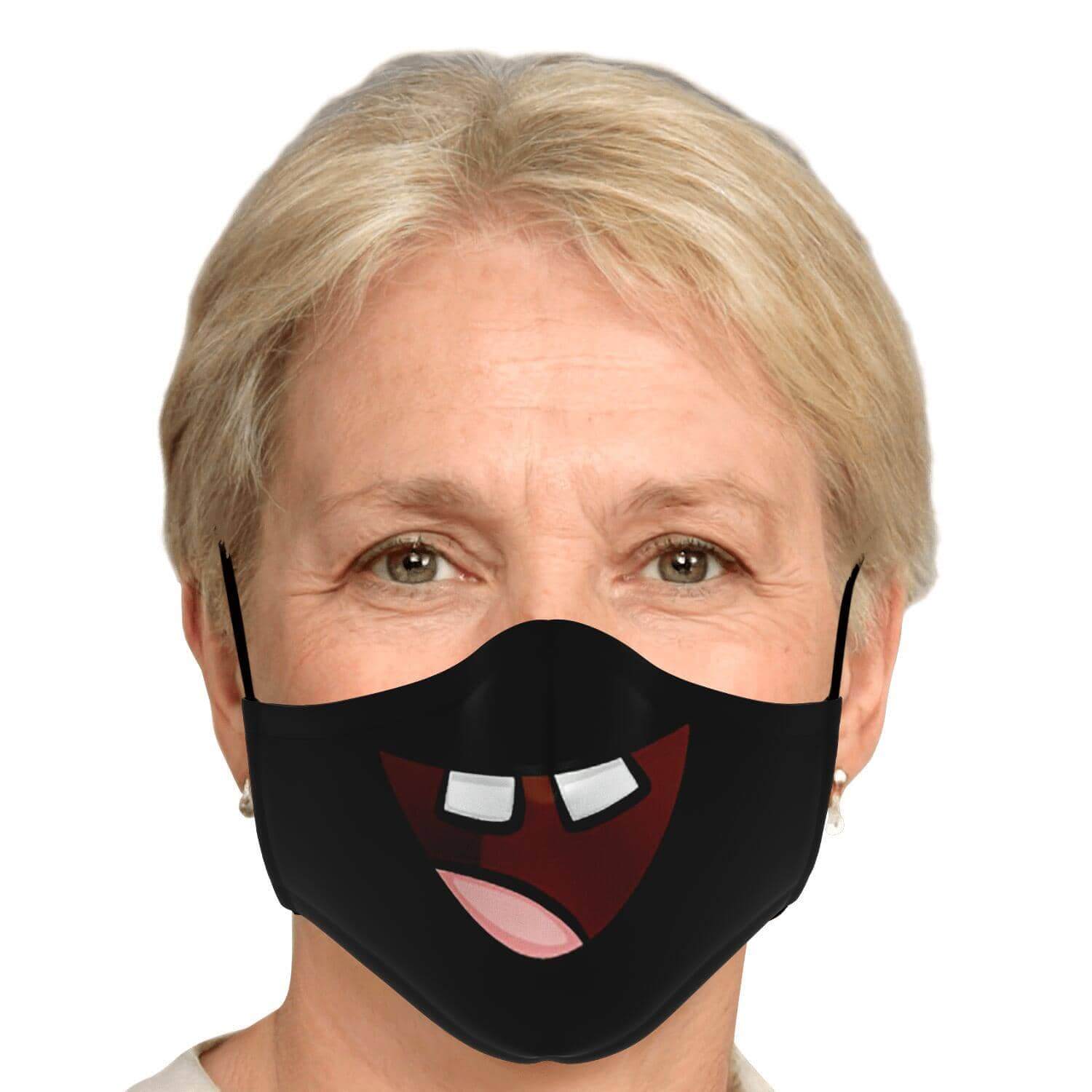 Missing Teeth Smile Face Mask - Black-Fashion Face Mask - AOP